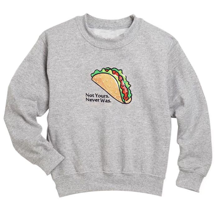 shop grey taco embroidered patch sweatshirt boogzel apparel