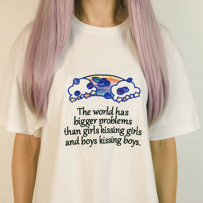 The World has bigger problems  than Boys who kiss Boys and Girls who kiss Girls tshirt boogzel apparel