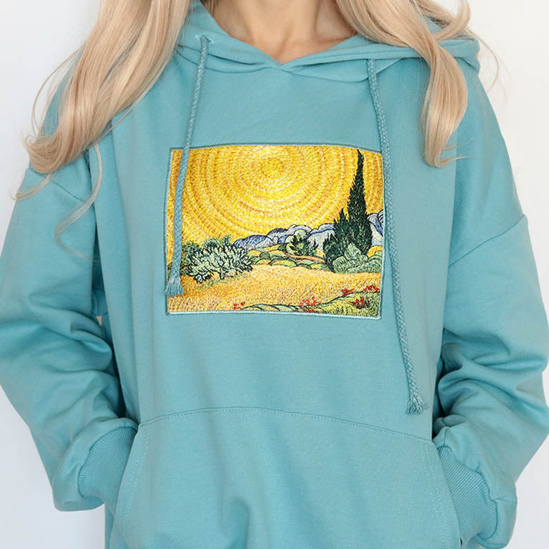 van gogh aesthetic embroidery hoodie boogzel apparel