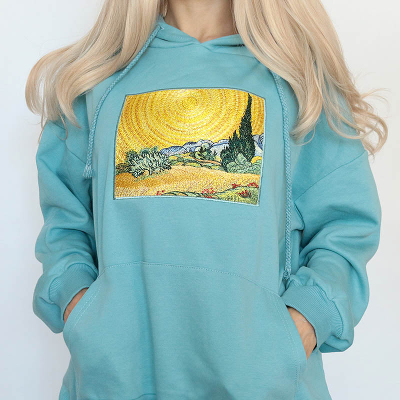 Wheat Field with Cypresses Hoodie boogzel apparel